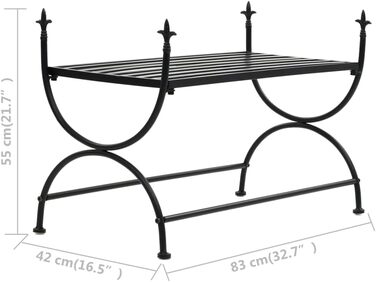 Садова лавка Makastle Металева садова лавка в вінтажному стилі Садові меблі Металева лавка стійка без спинки Лавка Садова Чорна Вид, 83 х 42 х 55 см