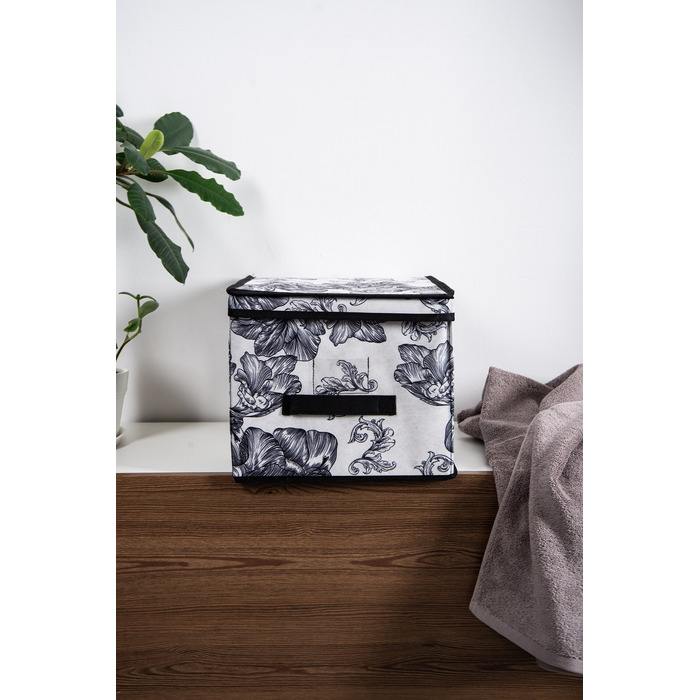 Кошик Idea Home NP-101L Anthracite Flowers 40x30x25 см  (7058548)