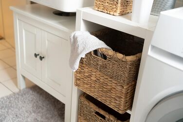 Плетений кошик для зберігання з водяного гіацинта та морської трави, прямокутний - квадратний кошик з полицями - Kallax/Expedit - Д 34 см, , натуральний