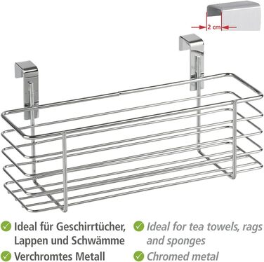 Підвісний кошик WENKO Slim, органайзер для підвішування на дверцятах шаф або шухлядах, металевий кошик, 24 x 11,5 x 10 см, хромований хромований/чорний тонкий