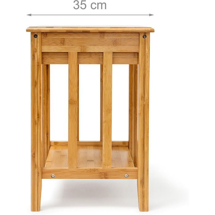 Приліжковий столик Relaxdays з бамбука з шухлядою В x Ш x Г приблизно 51,5 x 40,5 x 30,5 см. Приліжковий столик з міцної деревини, вузька тумбочка з шухлядою, невеликий столик з 2 полицями, натуральний колір, одинарний.