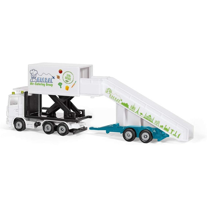 Набір для аеропорту, Метал/Пластик, Білий, Включає авіалайнер, кейтерінговий автомобіль, причіп з пасажирськими сходами, тягач для аеропорту, багажний причіп та 5-метрову стрічку для злітно-посадкової смуги, 6312