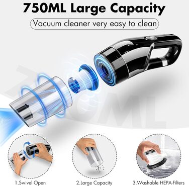 Ручний пилосос LanBlu потужний, 10000Pa міні ручний пилосос автомобіль, багатофункціональний легкий портативний автомобільний пило