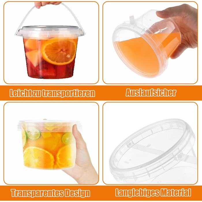 Набір із 30 предметів багаторазових пластикових контейнерів з кришками, 500 мл/17 унцій. Ці контейнери для делікатесів, пластикові стаканчики та пластикові коробки підходять для їжі, супів та фруктів. Герметичні.