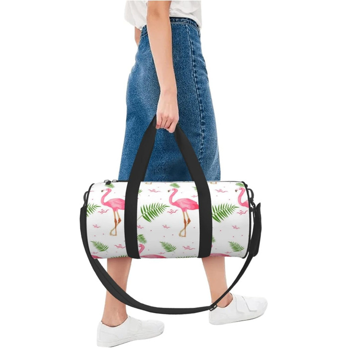 Спортивна сумка для подорожей, біла, з принтом фламінго, дорожня сумка на ніч, чорна, універсальний розмір