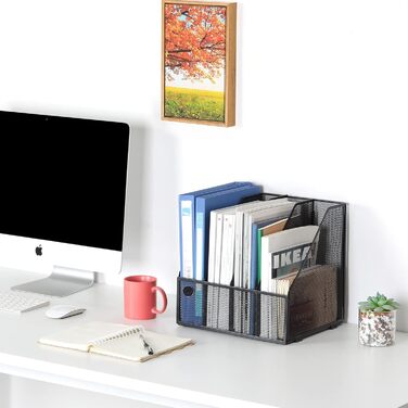 Металевий офісний органайзер EasyPAG A4 з 4 кишенями, тримач для документів, лоток для файлів, тримач для журналів, лоток для листів, органайзер для паперових журналів, чорний.