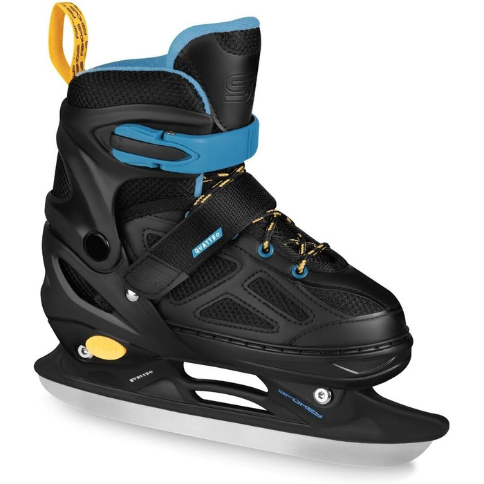 Набір SPOKEY Quattro 4-в-1 Роликові ковзани/Роликові ковзани/Трискейти/Ковзани для льоду, РЕГУЛЬОВАНІ для дітей та підлітків Роликові ковзани, що трансформуються в роликові Розміри 30-33, 34-37, 38-41 Чорний/Синій 34-37