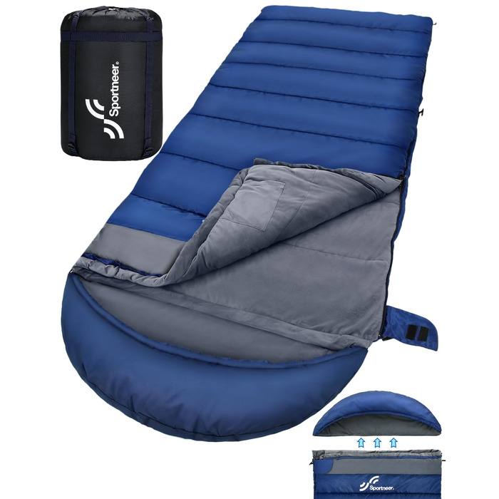 Спальний мішок 0 градусів XXL 230 x 90 см зимовий спальний мішок зі знімним капюшоном та м&39якою кришталевою оксамитовою підкладкою для дорослих