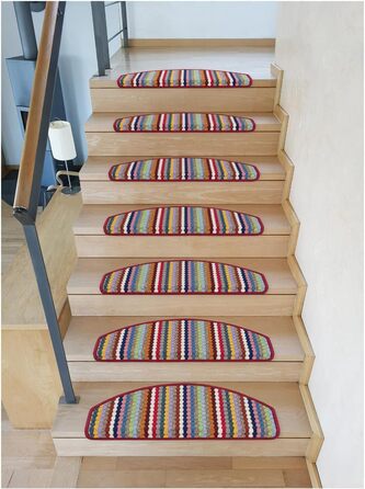 Килимки для сходів Kettelservice-Metzker Багатосмугові різнокольорові напівкруглі в різних кольорах економ-комплекти 16 шт.