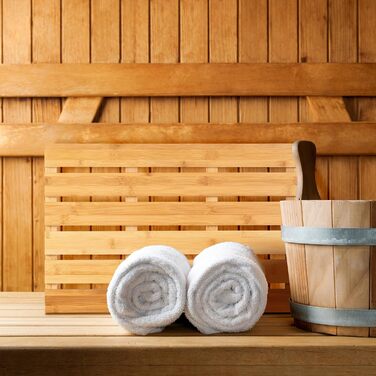 Килимок для ванни Relaxdays з бамбука, 54 x 36 см, нековзний килимок для душу для ванни, душу, сауни, для приміщень та вулиці, натуральний