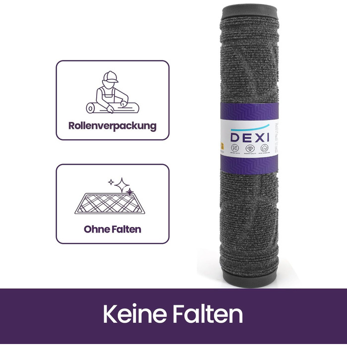 Килимок для вулиці DEXI, нековзкий, 60 x 90 см, миючий килимок для уловлювання бруду, водонепроникний, килимок для вхідних дверей, балконних або патіо дверей, сірий, 60 x 90 см (прямокутний)