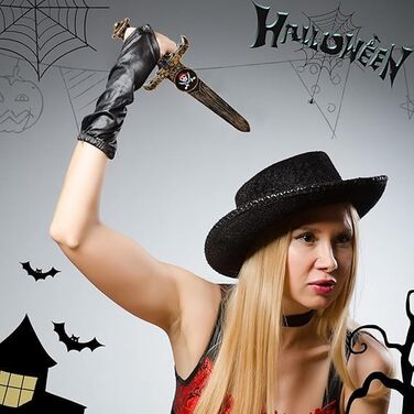 Набір з 2-х стрічок для панчох WEITAPYT Halloween, з бантом та піратським кинджалом, чорна мереживна, еластична