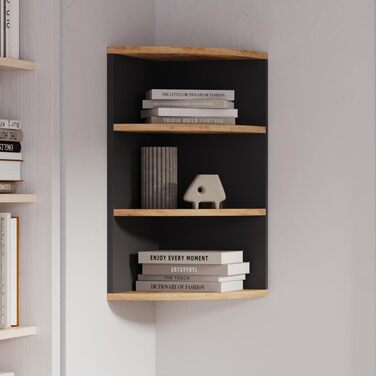 Кутова полиця Vicco Ecki, книжкова полиця, антрацит/золотий дуб, 30 x 60 см Антрацит/золотий дуб 60x30 см