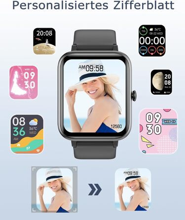 Розумний годинник GRV для чоловіків та жінок з функцією телефону, фітнес-годинник з монітором серцевого ритму, монітором SpO2, монітором сну, крокоміром, водонепроникний за стандартом IP68, багатоспортивні режими, фітнес-трекер для телефонів iOS та Androi