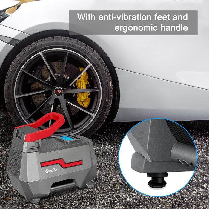 Портативний компресор REESIBI 10 бар, з цифровим дисплеєм, підключення 12В 230В для транспортного засобу/автомобіля