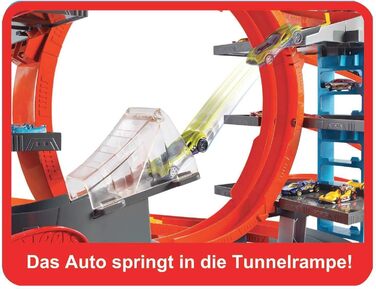 Гараж, Hot Wheels Гараж акули, вкл. 2 іграшкові машинки, з гоночним треком, петляючими доріжками, іграшковим підйомником і місцем