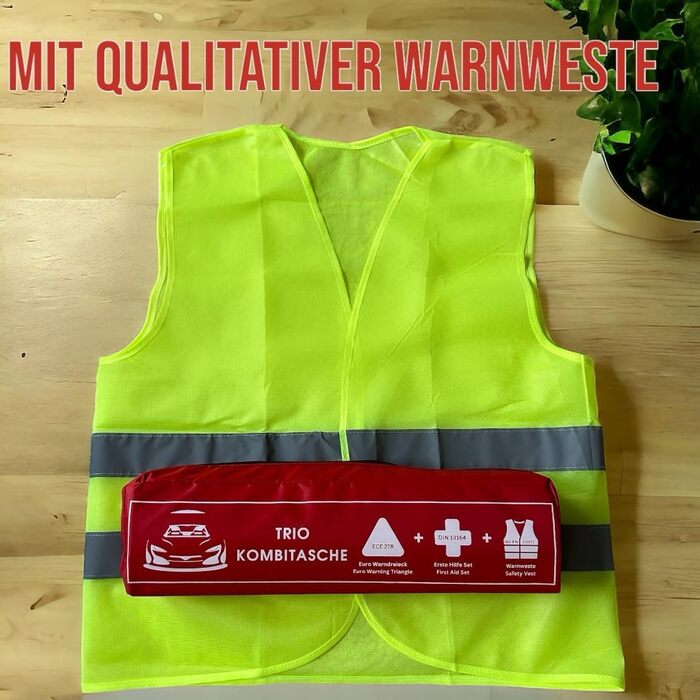 Автомобільна аптечка, включаючи аптечку автомобільну 2024 (червоний), 2024 tv geprft, inklusive Warndreieck und Warnwesten Auto -