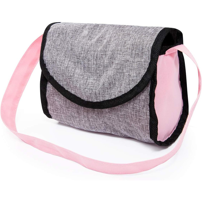 Затишна лялькова коляска, складна, з сумкою та ковдрою, сучасна, джинсово-сіра, рожева з метеликом, 46 см, 12733AA