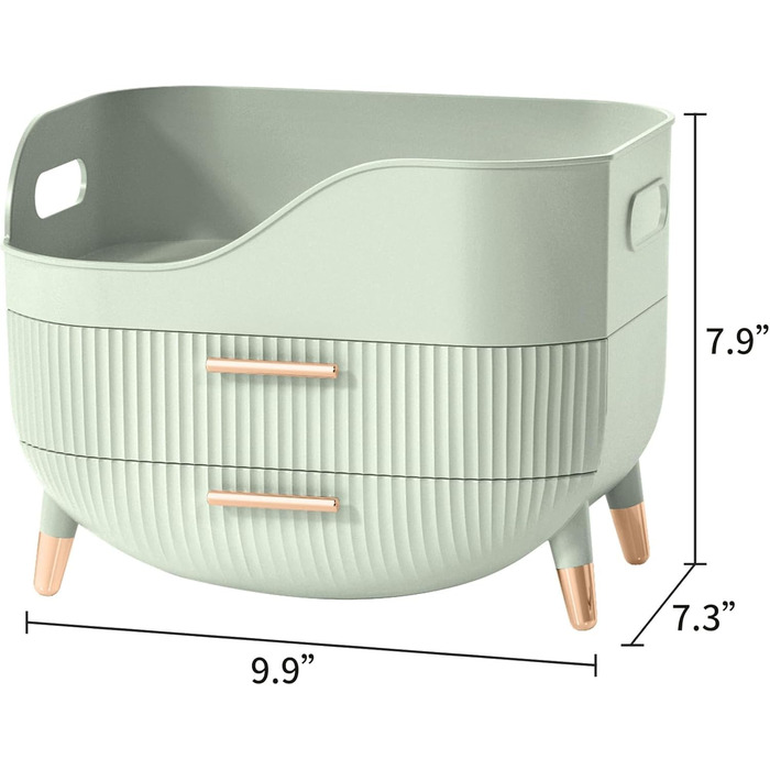 Органайзер для макіяжу Kousee з шухлядами, органайзер для догляду за шкірою для туалетного столика, коробка для зберігання з ручкою, велика вітрина для косметики для комода, стільниця для ванної кімнати кольору м&39ятно-зеленого
