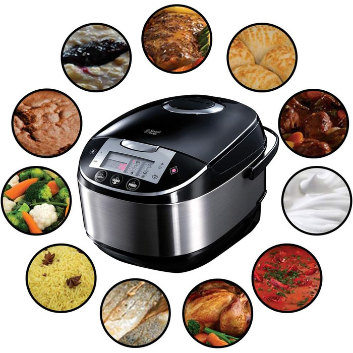 Мультиварка Russell Hobbs 11-в-1 рисоварка, повільна плита, пароварка, повільна плита, бакбутомат, йогуртниця тощо Мультиварка (5,0 л, цифровий дисплей, кришка проти конденсату) 21850-56
