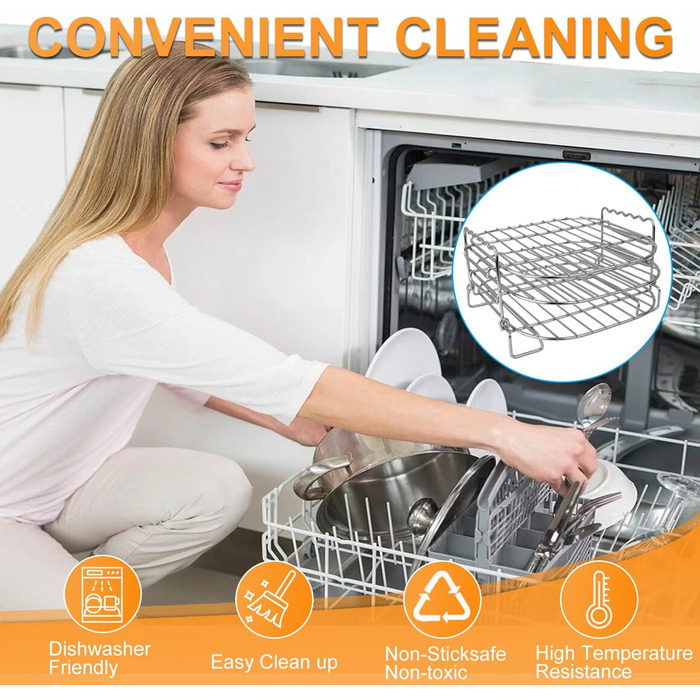 Аксесуари для фритюрниці, 3 рівні решітки для гриля для фритюрниці Багатофункціональна решітка з нержавіючої сталі Стійка для фритюрниці Аксесуари для Philips Airfryer XL 6.2L, COSORI 5.5L 4.7L, Cecotec 6L
