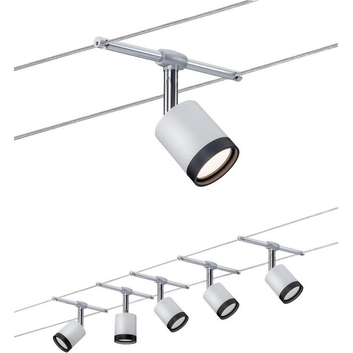 Світлодіодна система освітлення Wire System TubeLED 5x4Вт, білий/матовий хром, 230/12В, стельовий світильник-трос