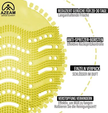 Ситечко для пісуара 10 шт. з ароматом Вставка для пісуара 30 днів Ефект свіжості Ситечко для пісуара Захист від бризок Освіжувач повітря кожен пісуар і пісуар Одноразові рукавички Килимок для унітазу для пісуара (блакитний/морська свіжість) (20 шт. - Жовт