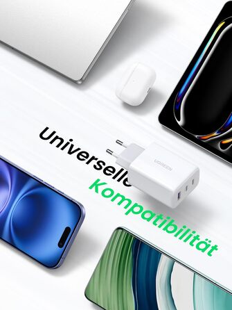 Зарядний пристрій USB C 65 Вт з 3 портами USB-C Блок живлення PPS Fast Charger PD Charger 60 Вт сумісний з MacBook Pro/Air, iPad P