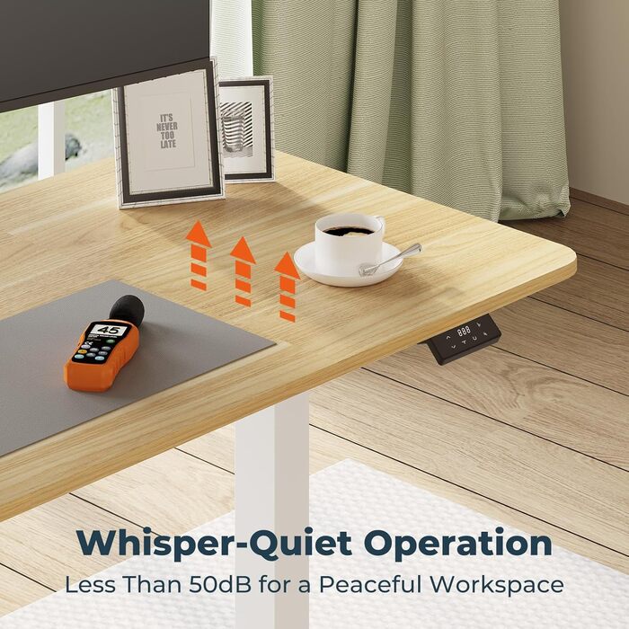 Електричний підйомний стіл з регульованою висотою та стільницею, стіл для роботи стоячи, підйомний комп&39ютерний стіл з гачками, блокування від дітей, функція пам&39яті для офісу та дому - клен 140 x 60 см Білий клен, 1 140x60