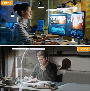 Світлодіодна настільна лампа, настільна лампа Hokone із затискачем, лампа на гусячій шиї потужністю 9 Вт із затемненням 5 колірних