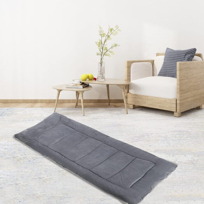 Розкладний матрац для походного ліжка 190 x 70 см, зручний, товстий бавовняний наматрацник з високоякісним поліестеровим наповнювачем, темно-сірий, L