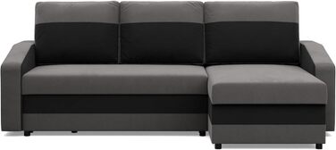 Кутовий диван з функцією сну та ящиком для зберігання Orion, Універсальний кутовий диван, L-подібний диван (ШxГxВ) 231 x 140 x 85 см, диван для вітальні, кутовий диван, сірий чорний (мікро 27 мікро 15)