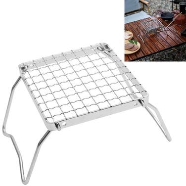 Портативний складаний гриль-стійка для гриля - , сріблястий, кріплення для варильної поверхні з нержавіючої сталі, підставка для пароварки, підходить для приготування чаю на плиті, пікніків, барбекю, кемпінгу тощо.