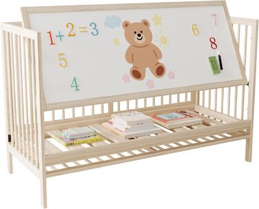 Дерев&39яне дитяче ліжко, багатофункціональне дитяче ліжко, що трансформується в бічне ліжко/підставку для малярної дошки/стіл, регульована висота, без матраца, 140x60x90 см