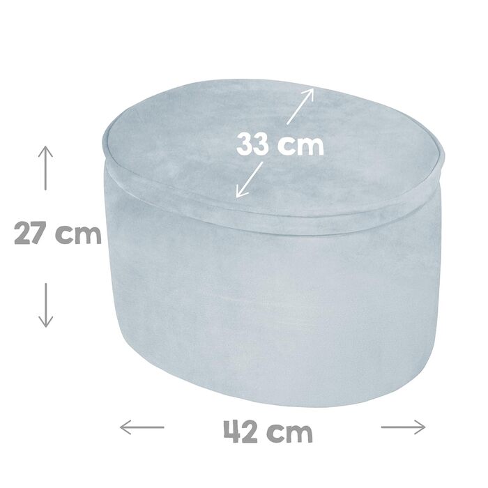 Дитячий стілець roba Lil Sofa з місцем для зберігання - Овальний стілець з блакитної оксамитової тканини - М&39який пуф для дитячих кімнат - Висота сидіння 27 см Овал Світло-блакитний/Небесно-коричневий