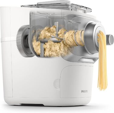 Автоматична хлібопічка для пасти Philips PastaMaker серії 7000, біла 8 видів пасти, 6 дисків для формування, LED-дисплей, без ваг