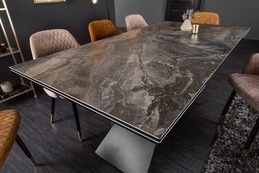 Розкладний обідній стіл invicta INTERIOR Euphoria 180-220-260 см, сіро-коричневий, керамічний, зроблено в Італії, оливково-сірий, чорний