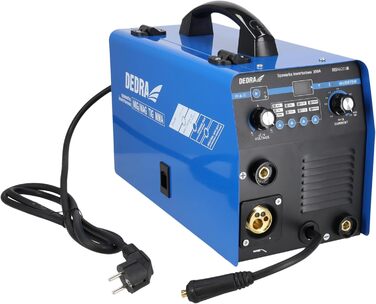 Інверторний зварювальний апарат DEDRA 200A IGBT MIG/MAG з функціями WIG, MMA, Hot Start, Anti Stick, Arc Force та LCD-дисплеєм