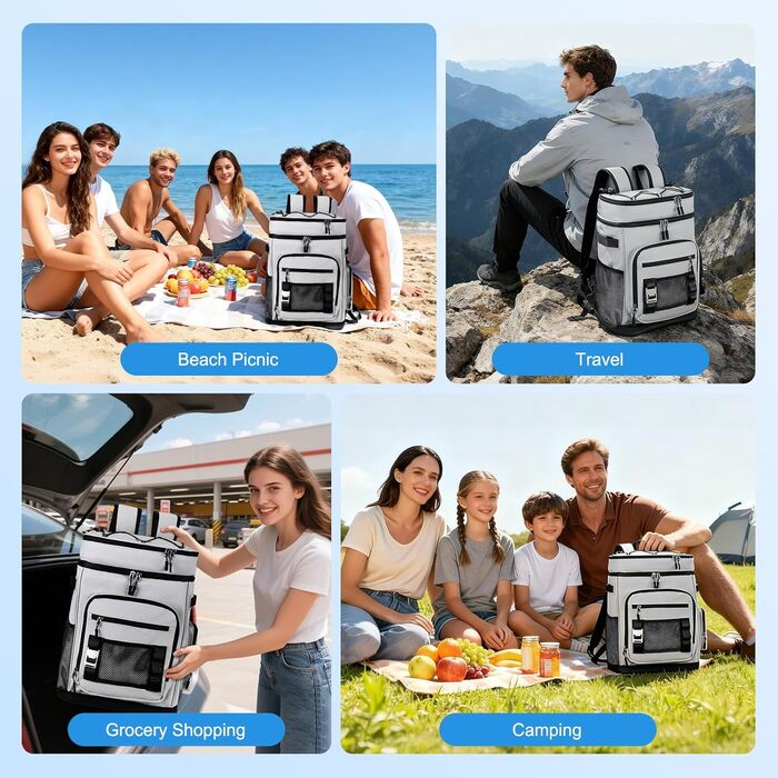 Великий рюкзак-холодильник об&39ємом 30 л, рюкзак з відділенням-холодильником, великий водонепроникний ізольований рюкзак-холодильник, герметична складна сумка для пікніка, портативний холодильник для барбекю та пікніків