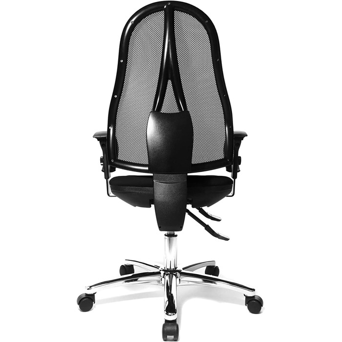 Офісний стілець Topstar Open Point SY Deluxe з регульованими по висоті підлокітниками, чорний, чорна сітчаста спинка