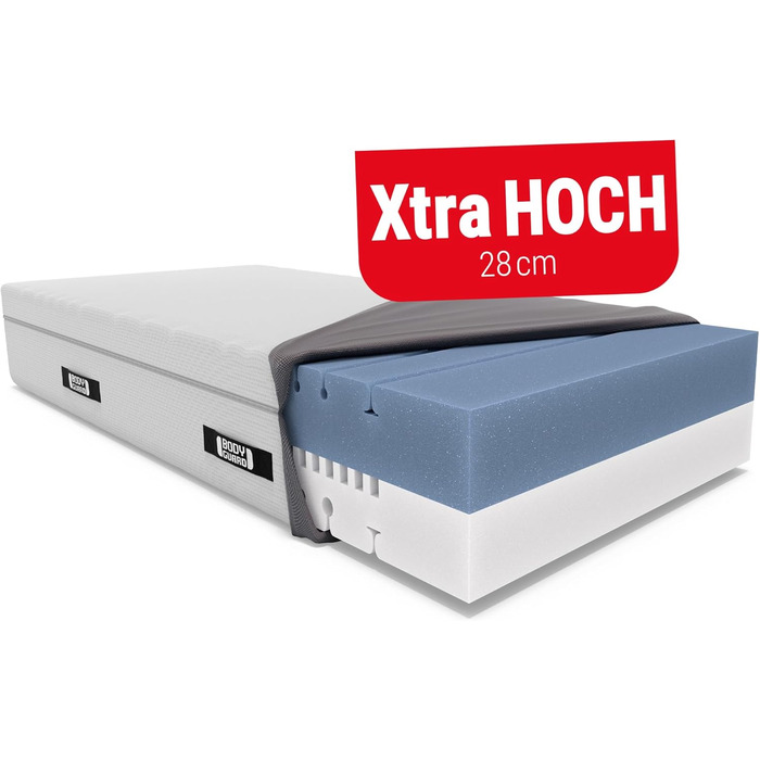 Матрац Bodyguard bett1 Boxspring Рейтинг Stiftung Warentest 1.9 (Тест 2/2024 середньої жорсткості та жорсткості, 90x200 см, висота матраца приблизно 28 см, 100 повна піна, 2 рівні жорсткості в 1, Oeko-TEX 100, QXSchaum) Середньої жорсткості 90 x 200 см