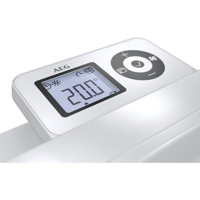 Настінний конвекторний обігрівач AEG WKL 2005 для площі приблизно 20 м, 2000 Вт, 5-30 C, настінний, РК-дисплей, тижневий таймер, металевий, Ecodesign 2018, 236535 для площі приблизно 25 м, металевий корпус без 120-хвилинного таймера