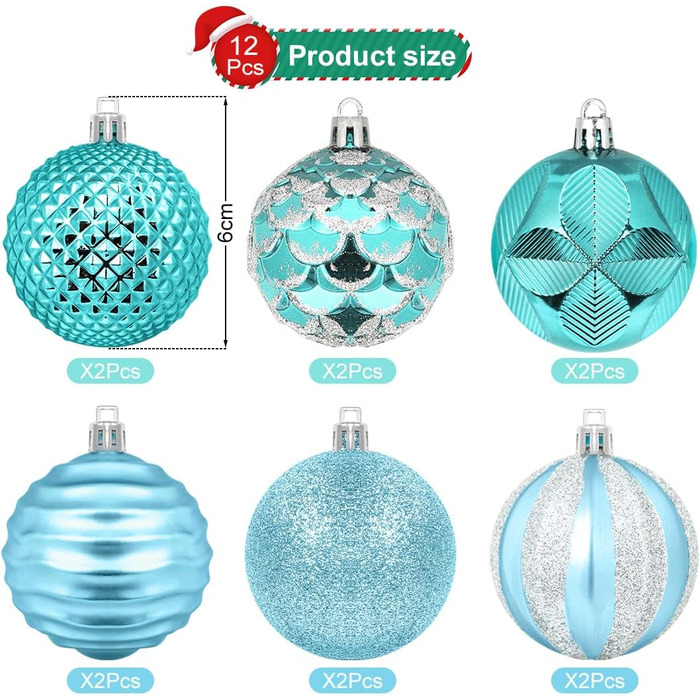 Сині різдвяні кульки 12 шт Aurasky
