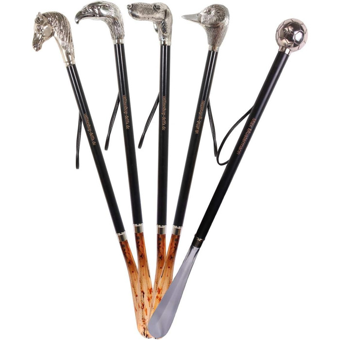 Дизайнерський ріжок для взуття 70 см зі срібною ручкою у вигляді кінської голови, чорний дерев'яний стрижень