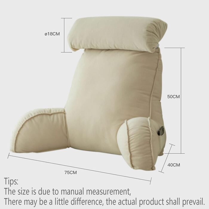 Подушка для відпочинку на ліжку, подушка для читання, подушка для спини з підлокітниками, ідеальна клиноподібна подушка з подушкою для шиї, для читання, роботи та ігор на ліжку, дивані чи кушетці