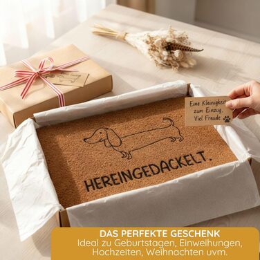 Персоналізований килимок для дверей з кокосового волокна, весільний подарунок, індивідуальні весільні подарунки, подарунки на новосілля та переїзд з індивідуальним ім&39ям (Hereingedackelt, 40x60 см) Hereingedackelt 40 x 60 см (Прямокутний)