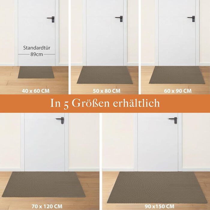 Килимок для прихожих для дому та вулиці 90x150 см - нековзний, вбирає вологу та можна прати в пральній машині - брудозахисний килимок та килимки, сертифіковані Oeko-Tex - килимок для прихожих для дому - коричневий 90 x 150 см