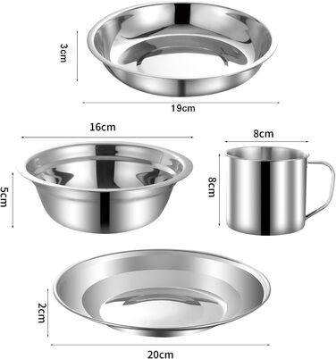 Набір столових приборів для кемпінгу, посуд з нержавіючої сталі для 1-2 осіб, кемпінговий посуд, мірний набір, повний набір столових приборів 12-в-1 з сітчастою сумкою для кемпінгу, походів, піших прогулянок