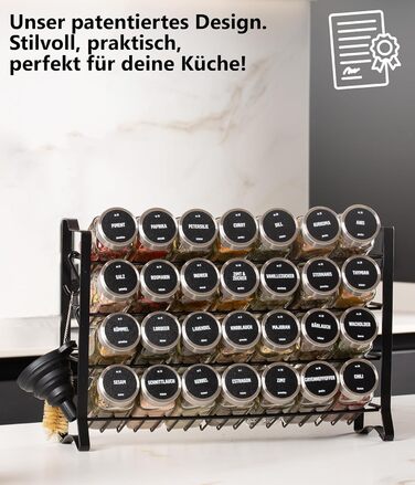 Підставка для спецій Deco haus, настінна та настінна З 28 БАНКАМИ ТА ЕТИКЕТКАМИ ДЛЯ СПЕЦІЙ - Органайзер для спецій - Настінна підставка для спецій - Органайзер для підставок для спецій - Підвісна підставка для спецій - Підставки для спецій з кришкою з нер