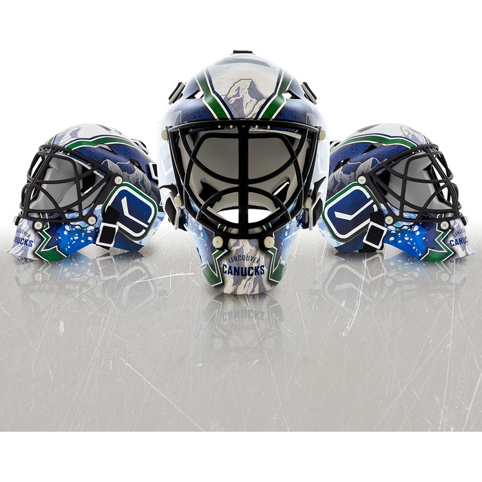 Міні-маска воротаря Franklin Sports з логотипом команди НХЛ та чохлом - колекційна маска воротаря з офіційними логотипами та кольорами НХЛ &quotВанкувер Кенукс&quot